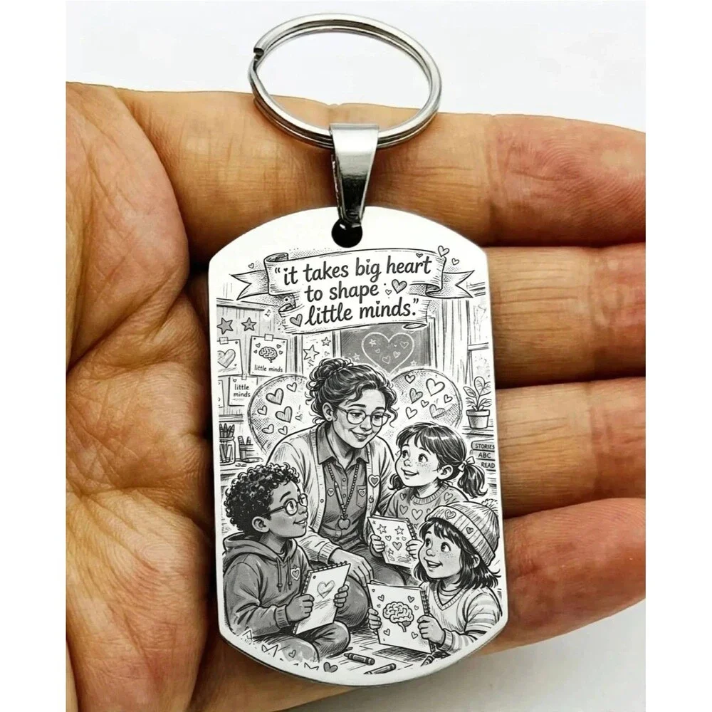 Teacher Student School Love Stainless Keychain Learn Work Kid Children Care